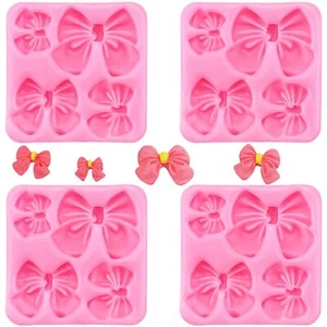4Pcs Bow Chocolate Molds Bow Silicone Fondant Mold Mini Epoxy Resin Mold Cake... - Picture 1 of 7