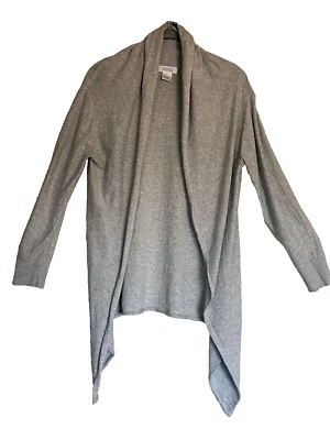 BARNEY'S Нью-Йорк хлопок шелк открытый передний кардиган свитер шаль воротник серый M L - Изображение 1 из 4