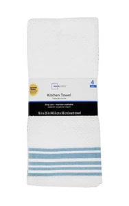 New-4- Piece Kitchen Towel Set -Mainstays- 100% Cotton- 16 in x 26 in - Picture 1 of 3
