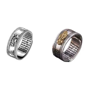 2PCS Feng Shui Pixiu Mani Mantra Adjustable Ring Protection Wealth Ring Ring - Picture 1 of 8