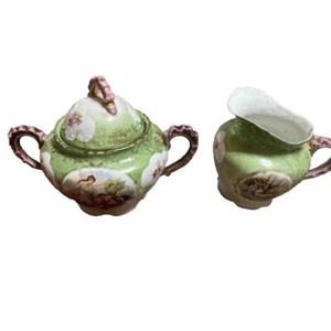 Antique Victoria Carlsbad Austria Sugar Cup with Lid and Creamer Beautiful/Mint - Picture 1 of 7