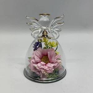 Glass Angel Figurine Preserved Pink Flower Gifts Valentine Birthday Mothers Day - Picture 1 of 7