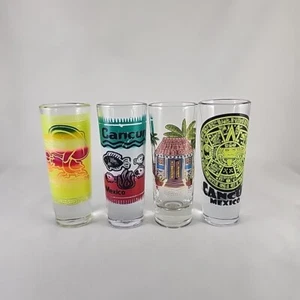 Set 4 Schnapsgläser 2-Cancun, Mexiko und Long Beach Island NJ. 4 Zoll groß, je 2 Unzen - Bild 1 von 7