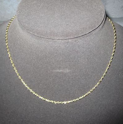 LQQK Beautiful 14K Yellow Gold Rope Chain Necklace 16.25" Choker Ladies Unoaerre Foto 1 de 4