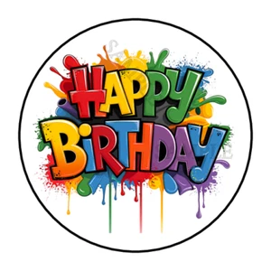 Happy birthday stickers, labels, tags, envelope seals party favors - Picture 1 of 2