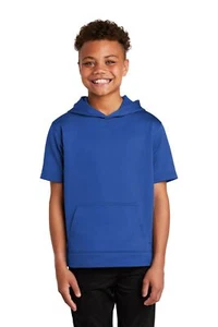 YST251 Sport-Tek Youth Sport-Wick Fleece Short Sleeve Hooded Pullover - Picture 1 of 7