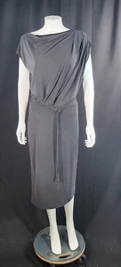 Oasis Grey Smart Work Office Ocassion Dress Size M New Modal Polyester Mix Belt - Picture 1 of 10