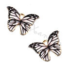 Orange Butterfly Charms 22mm Gold Plated Enamel Pendants C8825 - 2, 5 Or 10pcs