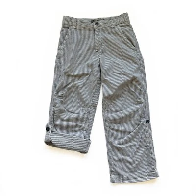 Pantalones de playa enrollables 100 % algodón Seersucker azul blanco a rayas para niños 8 Foto 1 de 4