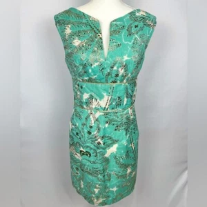 Milly Cocktail Sheath Dress Sleeveless Mint Green & Gold Pockets Size 6 NWT - Picture 1 of 14