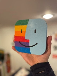 APPLE MACINTOSH FINDER RAINBOW LOGO DISPLAY/SIGN/PAPERWEIGHT, 8-COLOR 3D PRINTED - Picture 1 of 3