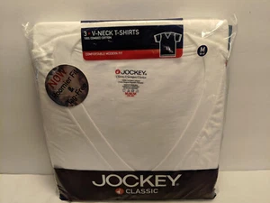 JOCKEY CLASSIC Herren V-Neck T-Shirt Weiß Größe M 38-40 3er Pack Versiegelt Neu - Bild 1 von 2