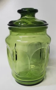 Bubble Glass Olive Green Apothecary Canister Medium Jar with Lid - Picture 1 of 5