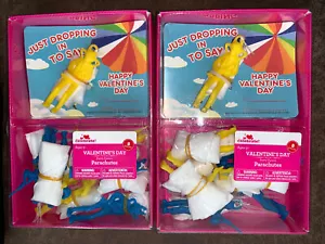 2 Boxes Of 8 WMK Valentines Day Parachutes Party Favors W/Cards - Picture 1 of 4