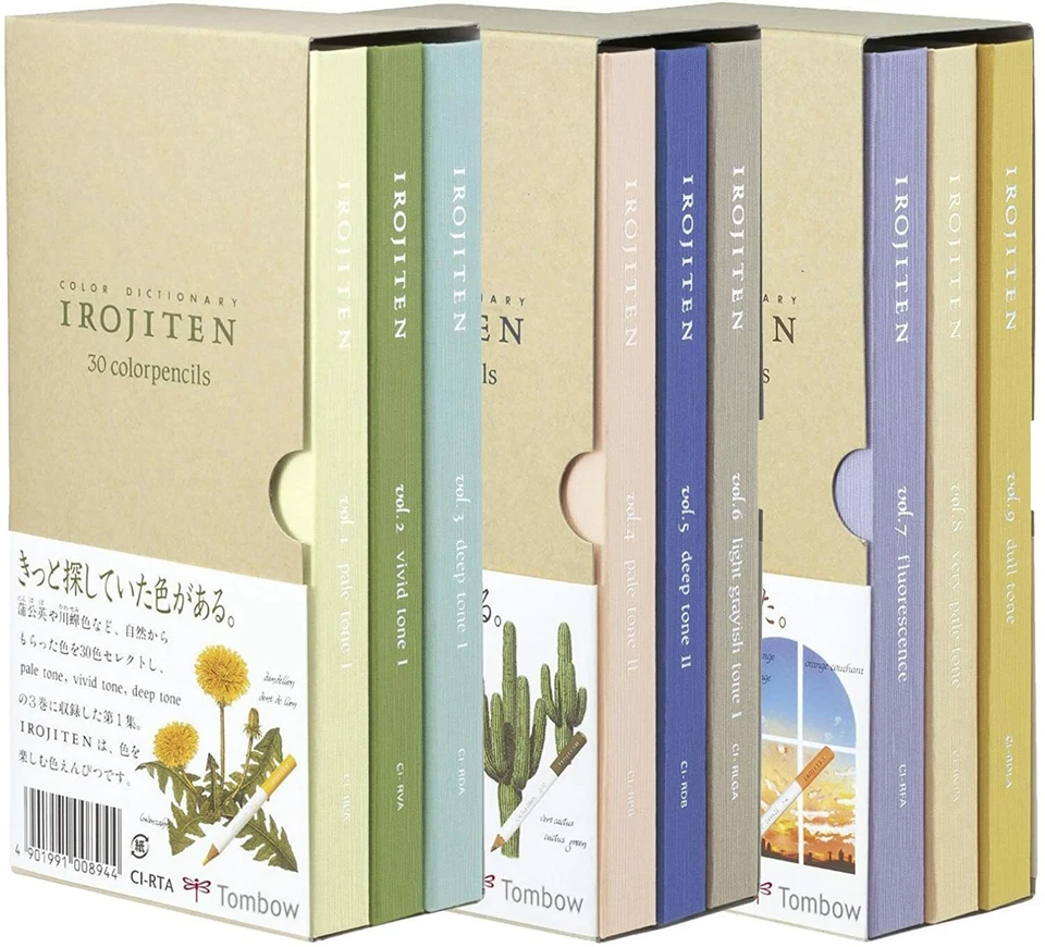 Tombow Irojiten No.1 2 3 Full Volume 90 Colored Pencils Dictionary Vol.1-9 JAPAN - Image 1 of 4