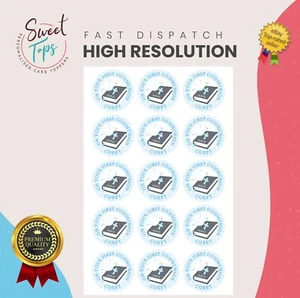 15X 2" ON YOUR FIRST COMMUNION PERSONALISED ROUND EDIBLE CUPCAKE TOPPERS - Picture 1 of 1