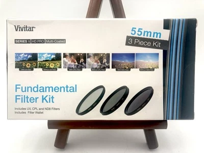 New Vivitar Fundamental Filter Kit 55mm - 3 Pieces - UV, CPL, ND8 Filters Sealed - Image 1 of 4