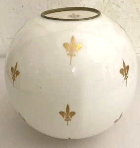 Antique 19th C. White Ball Shade with Fleur de Lis Decoration - Picture 1 of 7