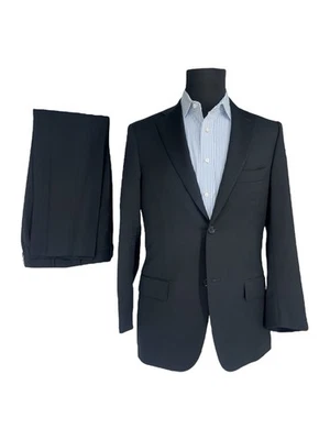 Isaia Men's Napoli Suit Solid Black Size 36R EU 46 Aquaspider Made In Italy NWOT - Image 1 of 4