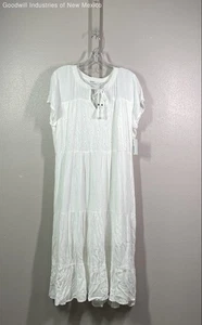 NWT Sonoma Womens White Floral Eyelet Tiered Midi Maxi Dress - Size L - Picture 1 of 5