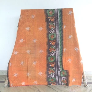 Vintage Bohemian Kantha Throw Single Quilt Handmade 1 Pc Bed Cover Rally Gudari - Picture 1 of 2