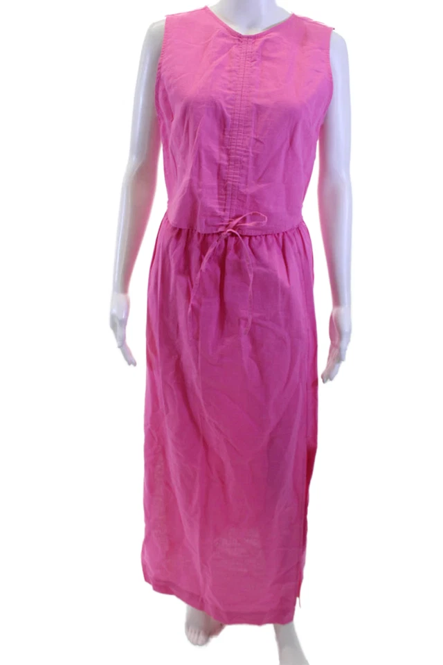 Something Navy Womens Maxi Skirt Set Pink Cotton Linen Drawstring Size M - Image 1 of 4