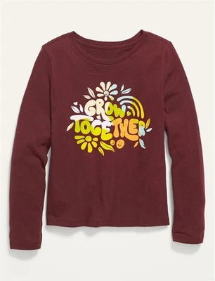 Old Navy Kids Size XL (14-16) Maroon Grow Together Long Sleeve Tee T-Shirt NWT - Image 1 of 2