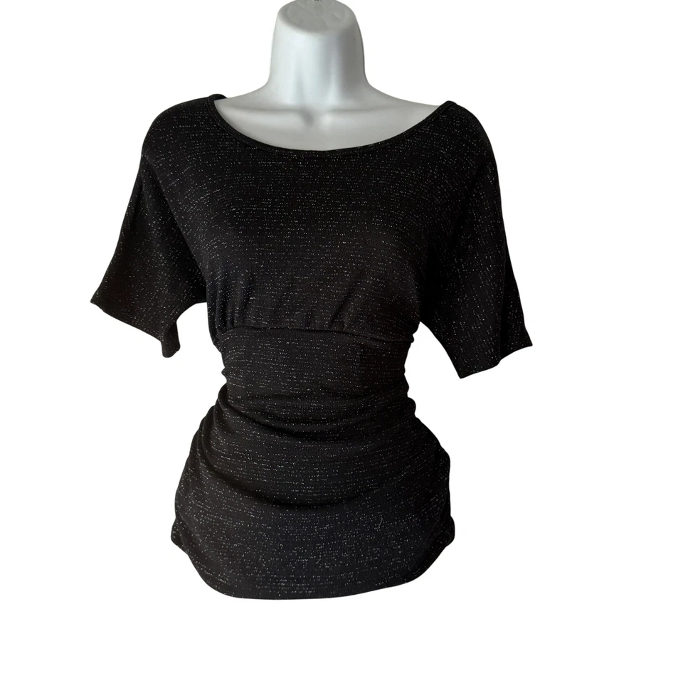 Top AB Studio Y2k Negro Brillante Dolman Manga Cintura Ceñida L Cachicho Grunge Foto 1 de 4