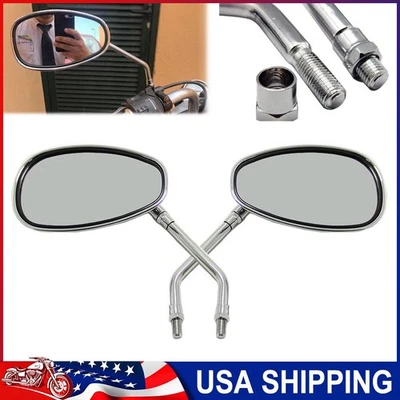 Chrome Rectangle Motorcycle Mirrors 10MM For Kawasaki Vulcan VN 500 800 900 1600 Foto 1 de 4