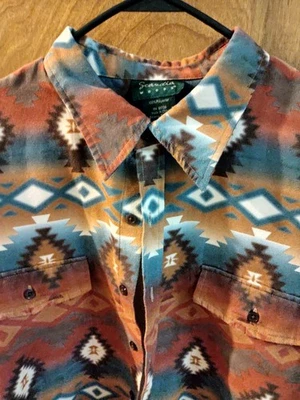 Polar fleece camp shirt by Scandia, size XXL, southwestern design, multi colored - Image 1 of 4