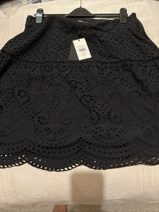 Whistles Broderie Flippy Skirt, Black, Size 18, BNWT, RRP £89 - Picture 1 of 4