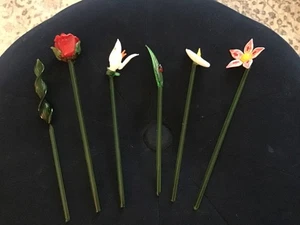 Glas Blume 7" Bouquet Rose, Blätter schönes Kunstglas - Bild 1 von 3