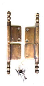 2 lift off Brass DOOR french small hinges old age style restoration heavy 5" - Picture 1 of 17