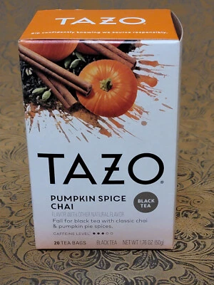 Tazo ※ Pumpkin Spice Chai ※ Té negro - 1 caja de 20 bolsitas de té ɰ Foto 1 de 4