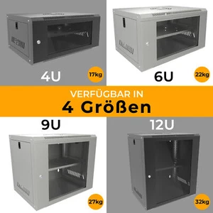 Netzwerkschrank Serverschrank Server-Racks verschließbar Größen U4, U6, U9 U12 - Photo 1/8
