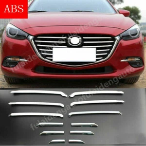 For Mazda 3 Axela 2017-2018 Chrome Front Bumper Center Grille Strips Cover Trim - Picture 1 of 4