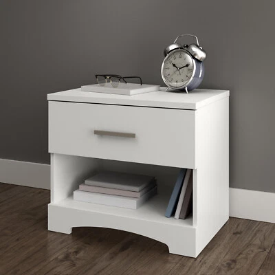 South Shore Gramercy 1-Drawer Nightstand Pure White White - Image 1 of 4