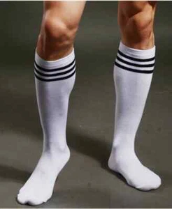 Sports Athletic Black and White High Socks Men Team Soccer Dancer Jock - Picture 1 of 5