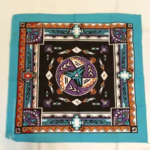 VTG. Wamcraft Bandana Native America Blue Southwest USA RN 14193 Selvedge NOS - Picture 1 of 5