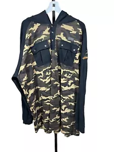 Coogi Australia Vintage Y2K Camo & Black Hoodie Pullover Size 4X EUC - Picture 1 of 8