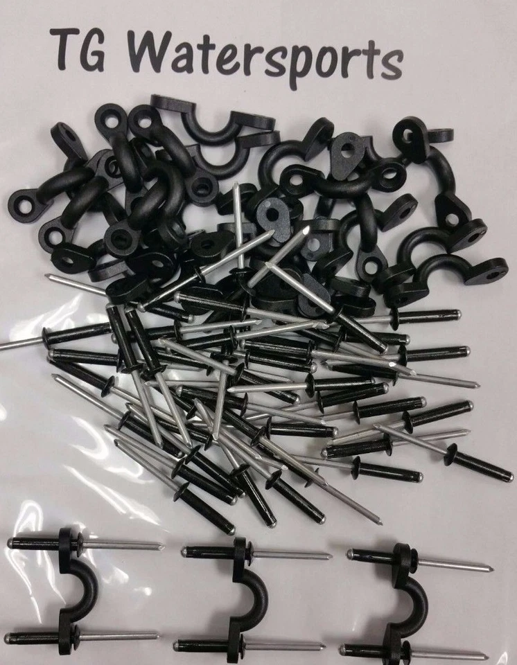 TGW 20 Nylon Pad Eyes and 40 Tri-Fold Aluminum Rivets - Kayaks -