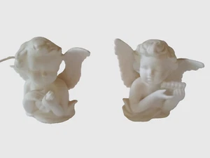 Pair of Angels in White Ceramic - Picture 1 of 4