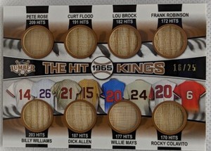 Pete ROSE Willie MAYS Lou BROCK Curt FLOOD + 2022 Leaf Lumber 8 Game Used BAT 25