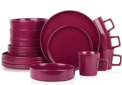 Cleo Modern Stoneware 16-Piece Dinnerware Set, Plates and Bowls Set, Dish Set Se Foto 1 de 4