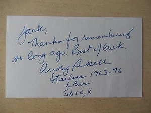 Andy Russell Autographed 3" X 5" Index Card - Picture 1 of 3