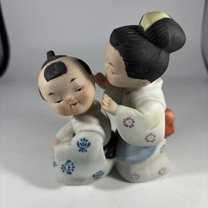 Japanese Mother and Son in Kimono Art Deco Porcelain Figurine Vintage - Picture 1 of 7