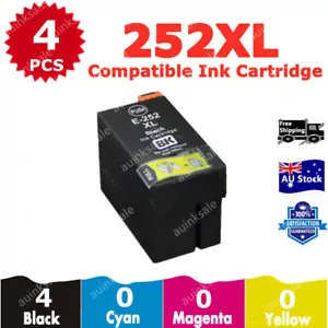 4x Non-OEM 252XL BLACK Ink Cartridges for Epson workforce WF 3620 7620 7610 3640 - Picture 1 of 2