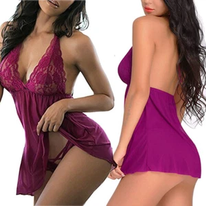 Sexy-Women's Lace Lingerie Nightwear Underwear G-string Babydoll Sleepwear Dress - Picture 1 of 24