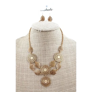 Gold Tone Statement Necklace & Earring Set by Charming Charlie #N2599 - Picture 1 of 2