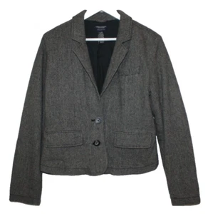 American Eagle Outfitters Blazer Womens L Grey Herringbone Academia Wool Jacket - Picture 1 of 12
